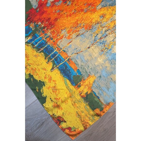 2/$30 NEW Abstract Landscape Scarf Vibrant Printed Silky Fashion Scarf Colors - Picture 7 of 10